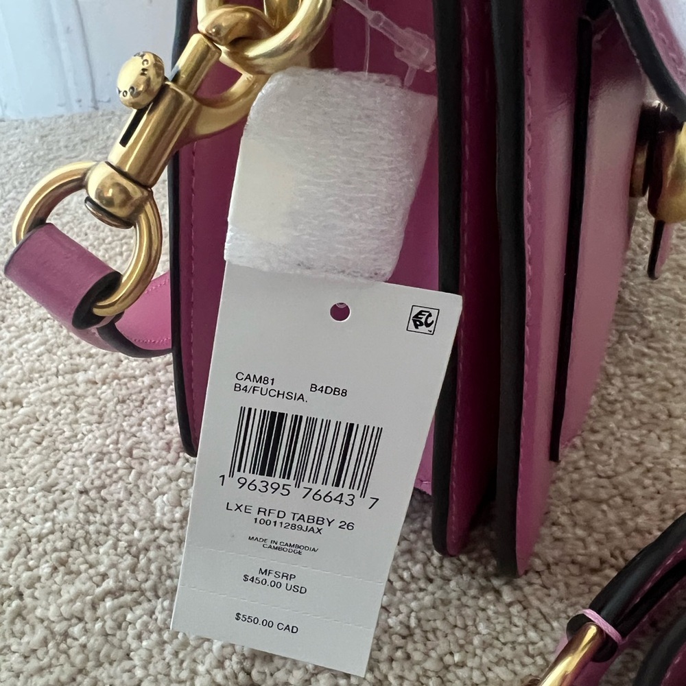 COACH Tabby 26 Pink Crossbody Bag with Gold 'C' Accent - Picture 6 of 12